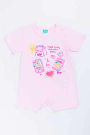 Pink Strawberry Sweet Print Romper