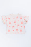 Cream Bunny Print Frill T-Shirt