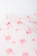 Cream Bunny Print Frill T-Shirt (1)