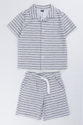 Striped Knit Shirt and Shorts Set