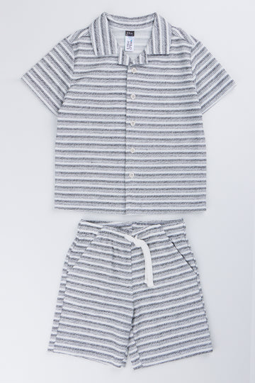 Striped Knit Shirt and Shorts Set