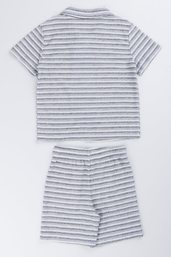 Striped Knit Shirt and Shorts Set (2)