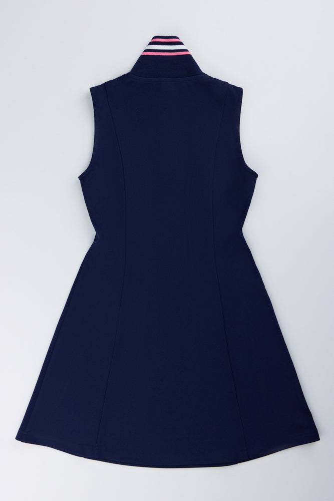 Navy Blue Sleeveless Skater Dress (2)