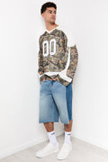 Light Blue Contrast Denim Shorts