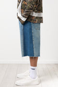 Light Blue Contrast Denim Shorts (1)