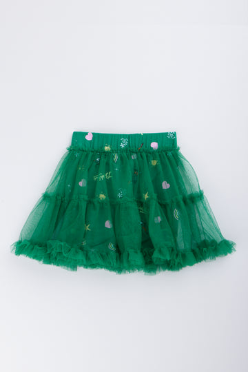 Green Printed Tutu Cycle Short