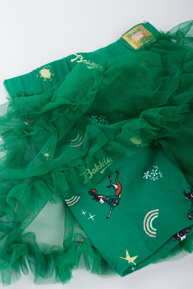 Green Printed Tutu Cycle Short (1)