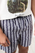 Navy Geometric Print Swim Shorts (3)