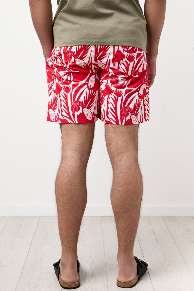 Red Geometric Print Swim Shorts (2)