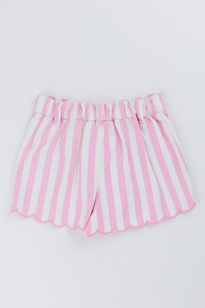 Pink Striped Heart Denim Shorts (2)