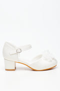 White Floral Embellished Block Heels (1)