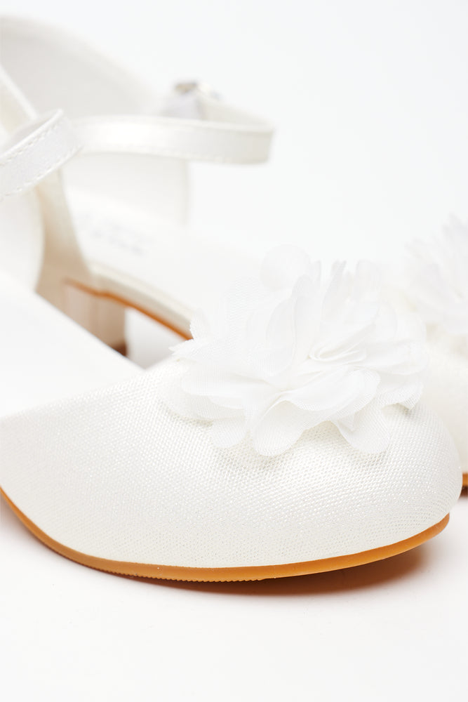 White Floral Embellished Block Heels (2)