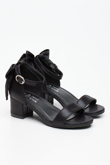 Black Open Toe Block Heels