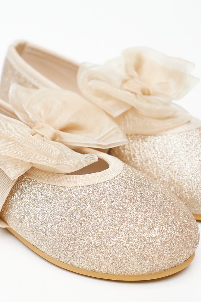 Gold Glitter Bow Pumps (2)