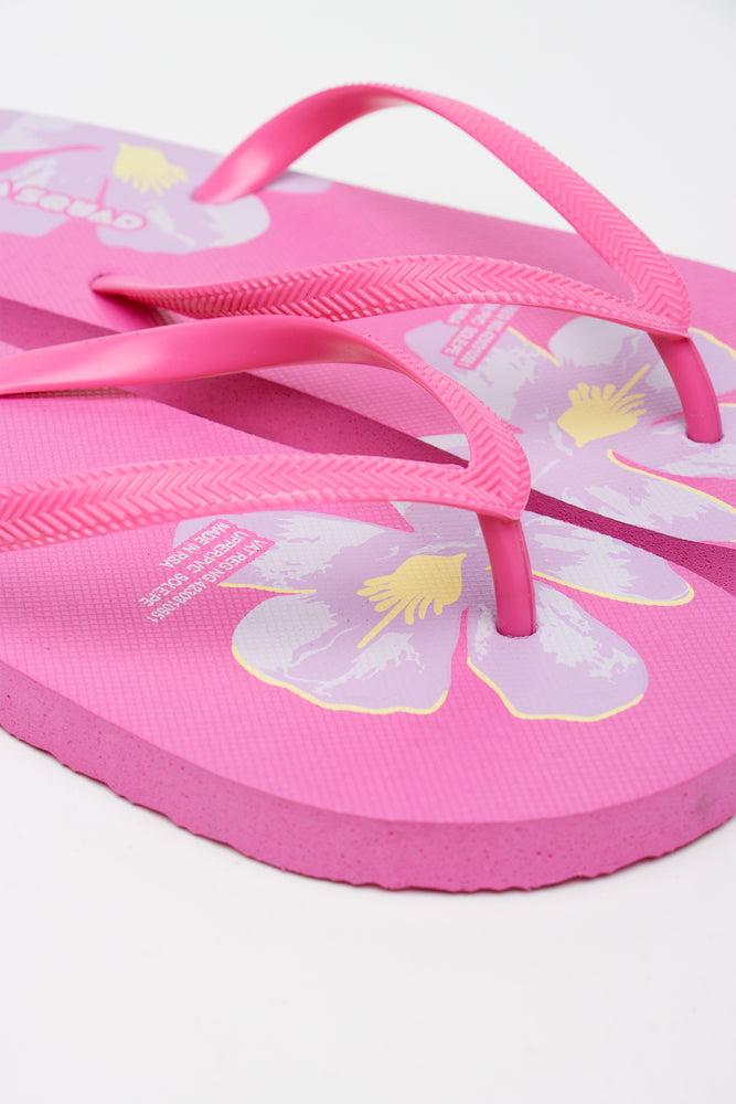 Cerise Tropical Flower Flip Flops (2)