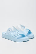 Light Blue Glitter Buckle Slides