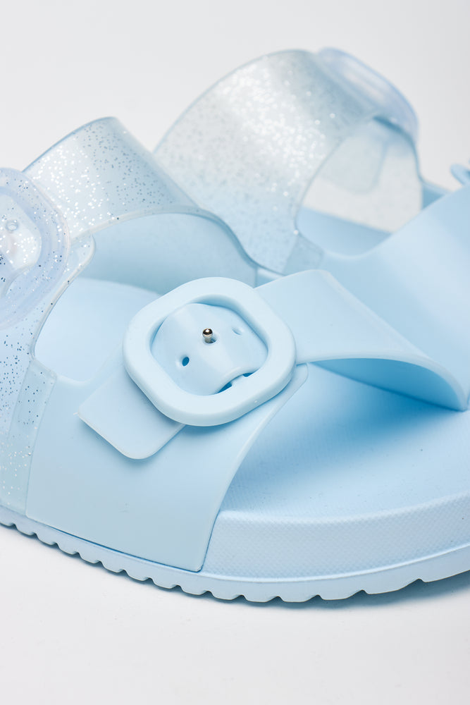 Light Blue Glitter Buckle Slides (2)