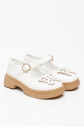 Milk Butterfly Applique Mary Jane Shoes