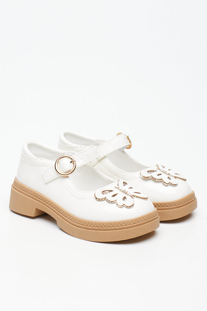 Milk Butterfly Applique Mary Jane Shoes