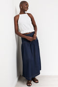 A Line Denim Skirt With Basque