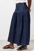 A Line Denim Skirt With Basque (1)