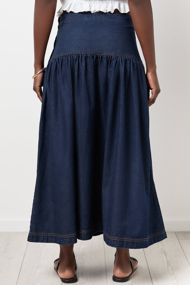 A Line Denim Skirt With Basque (2)