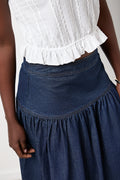 A Line Denim Skirt With Basque (3)