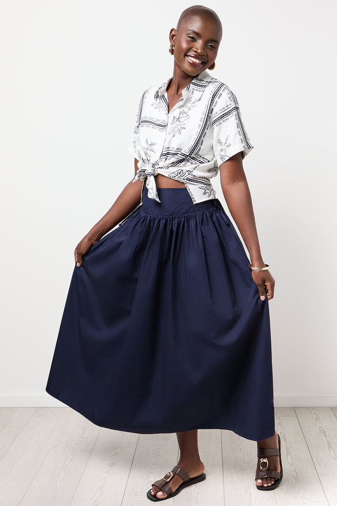 Navy High Waisted Skirt
