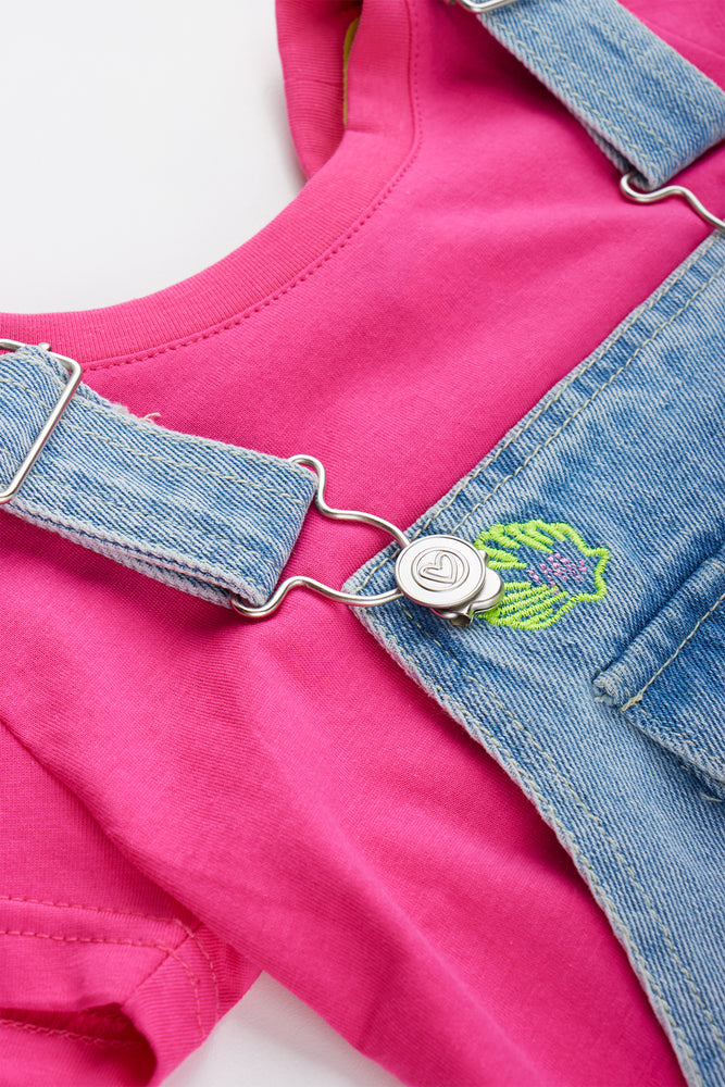 Neon Sea Life Denim Dungaree Set (1)