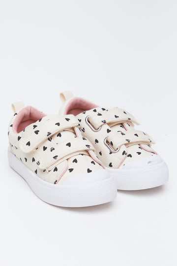 Heart Print Double Strap Sneakers