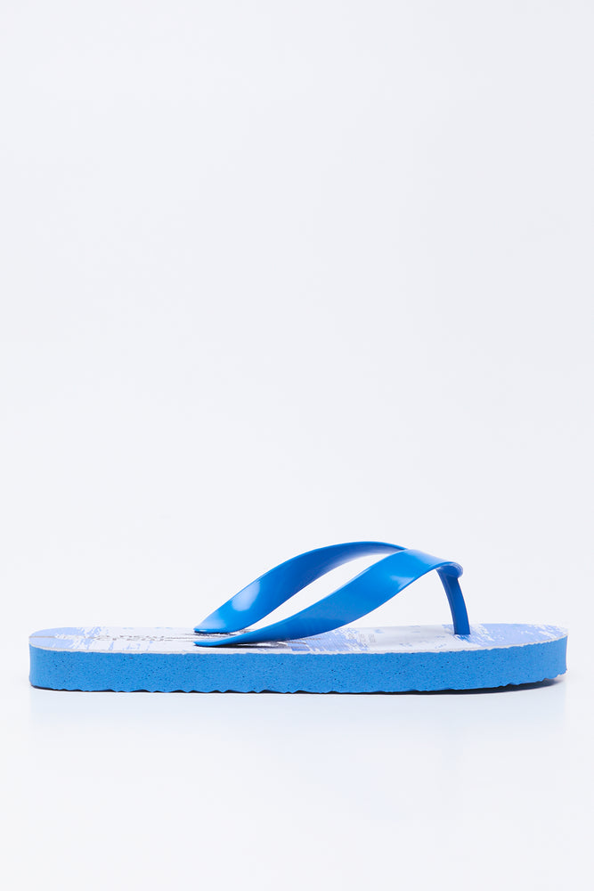 Navy Palm Print Flip Flops (1)