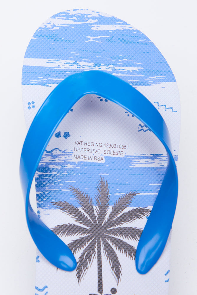 Navy Palm Print Flip Flops (4)