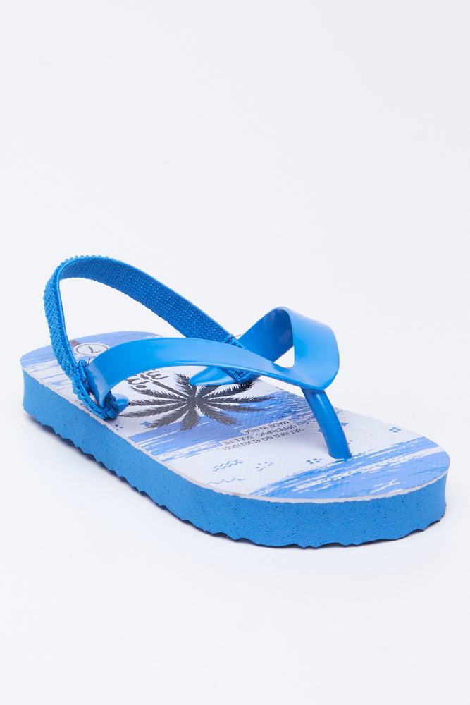 Navy Palm Print Flip Flops (5)