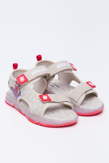 Taupe Spider-Man Print Sport Sandals