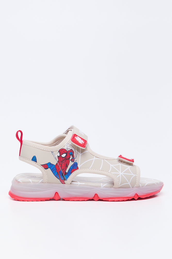 Taupe Spider-Man Print Sport Sandals (1)