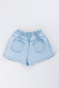 Embroidered Light Wash Denim Shorts (2)