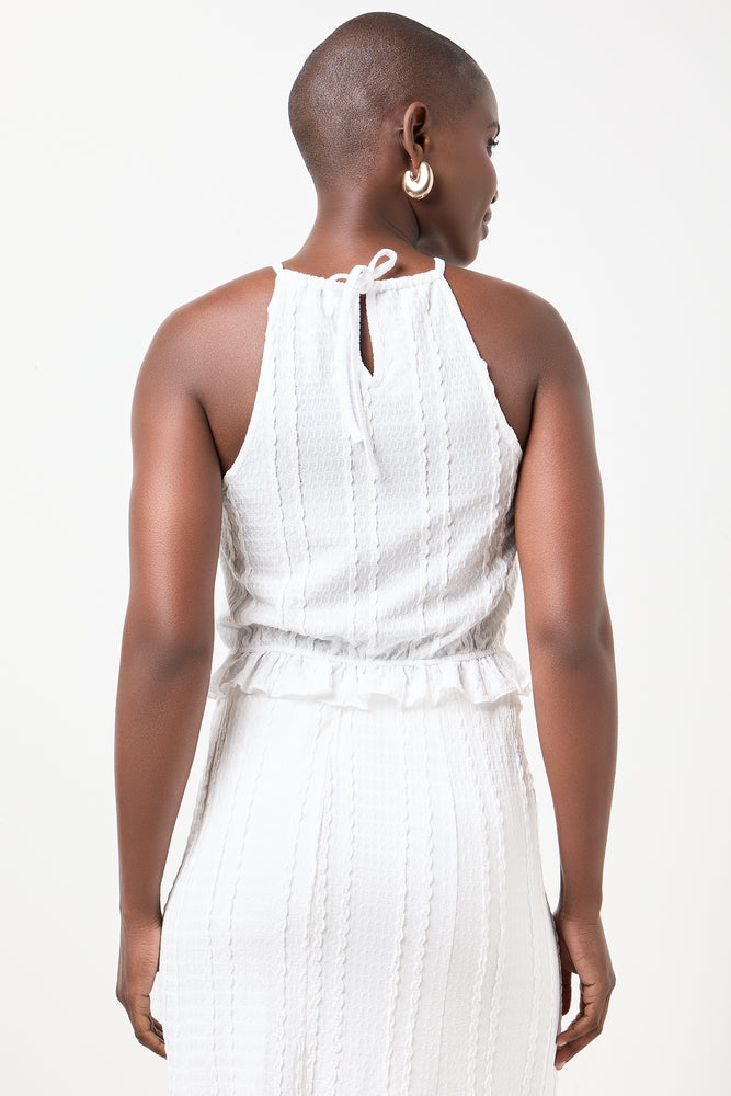 White Textured Halterneck Top (2)