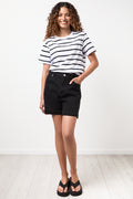 High Rise Black Denim Shorts