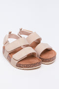 Beige Double Strap Comfort Sandals