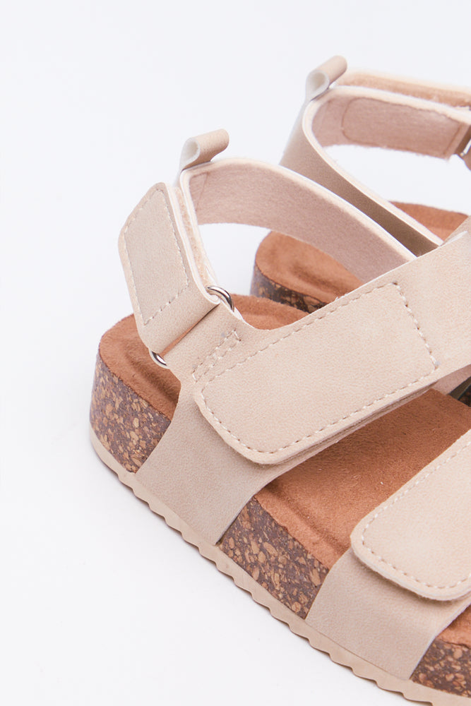 Beige Double Strap Comfort Sandals (3)