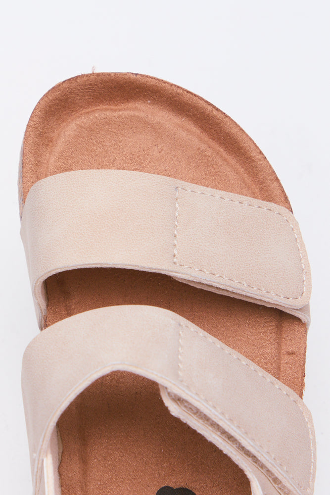 Beige Double Strap Comfort Sandals (4)
