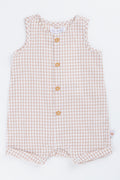 Beige Gingham Woven Romper