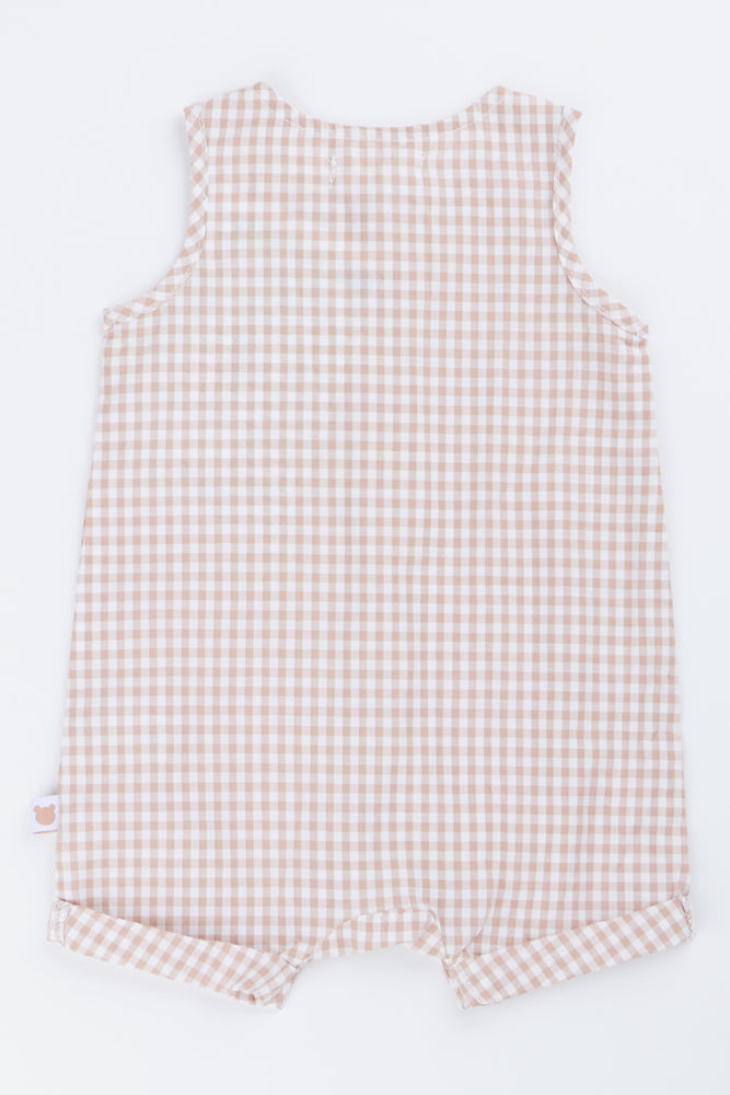 Beige Gingham Woven Romper (2)