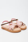 Pink Metallic Shell Detail Sandals