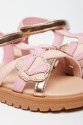 Pink Metallic Shell Detail Sandals (2)