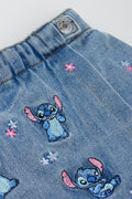 Indigo Stitch Embroidered Denim Skort (1)