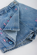 Indigo Stitch Embroidered Denim Skort (2)
