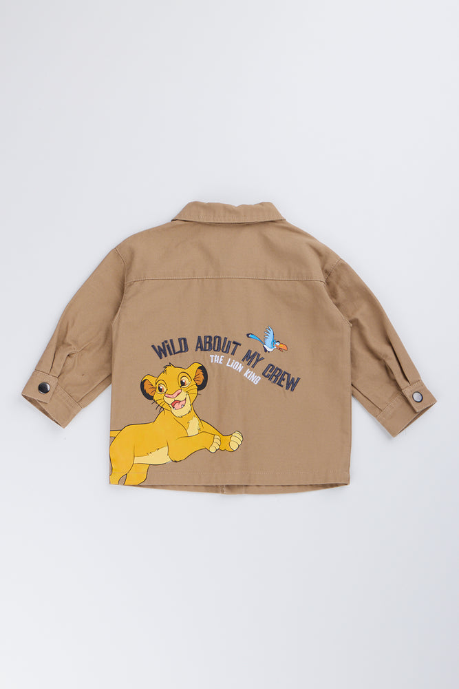 Lion King Embroidered Taupe Jacket (1)