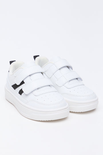 White Hook and Loop Court Sneakers