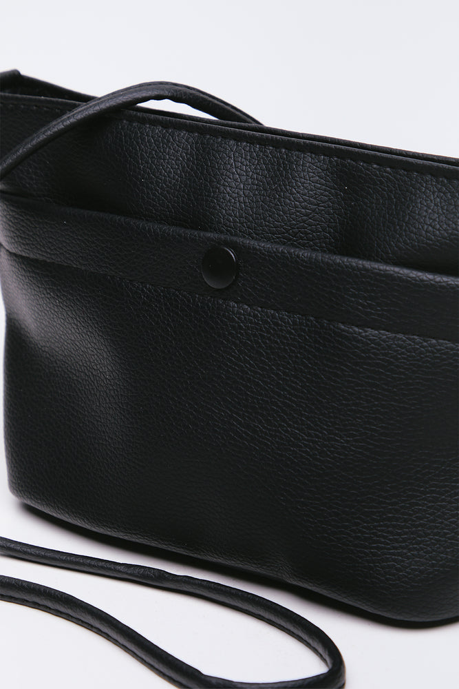Black Rubberised Mini Crossbody Bag (2)